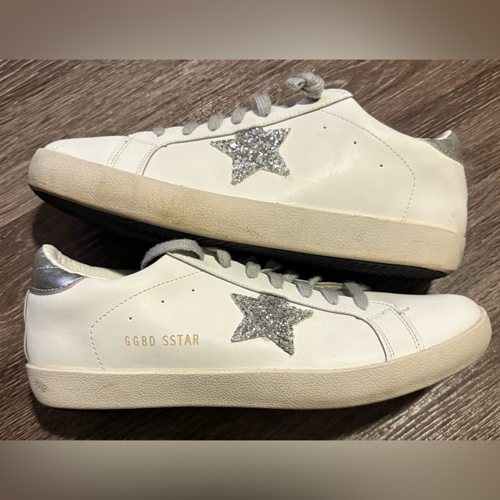 Goose Super-Star sneakers in white leather with a silver glitter star Size 41/9 - Picture 6 of 13